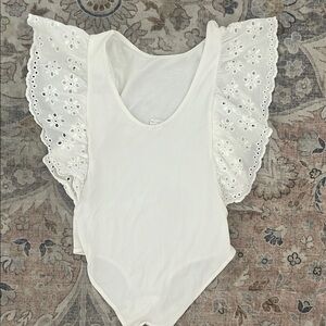 Kids White Eyelet Sleeve Bodysuit